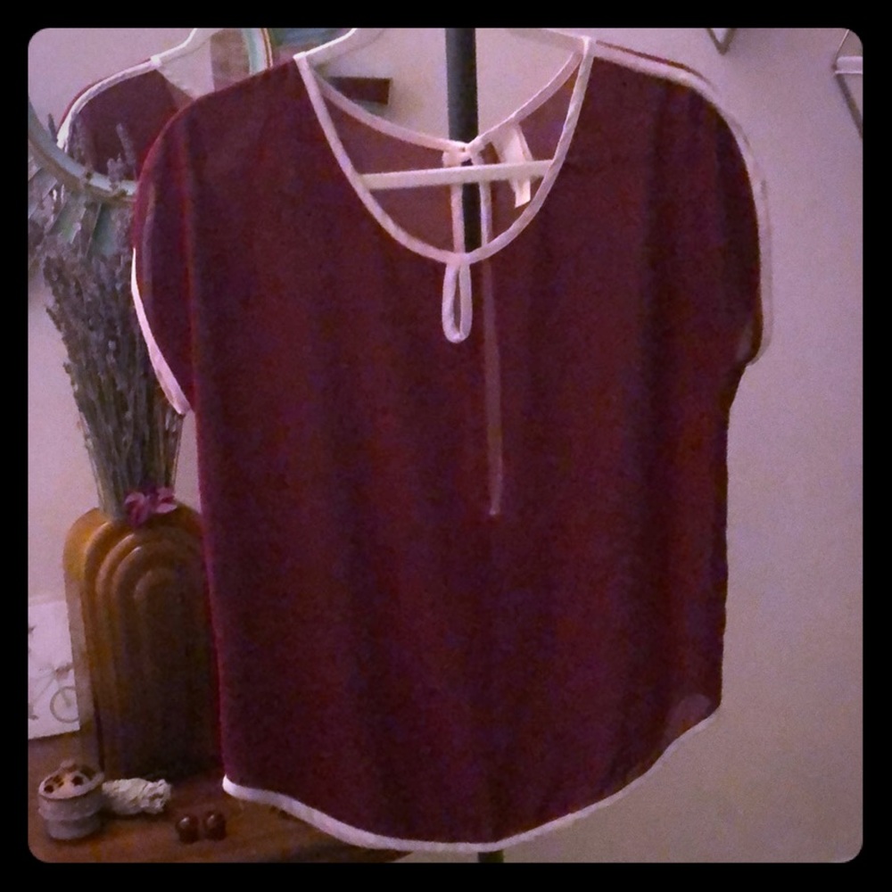 Burgundy Sheer Blouse